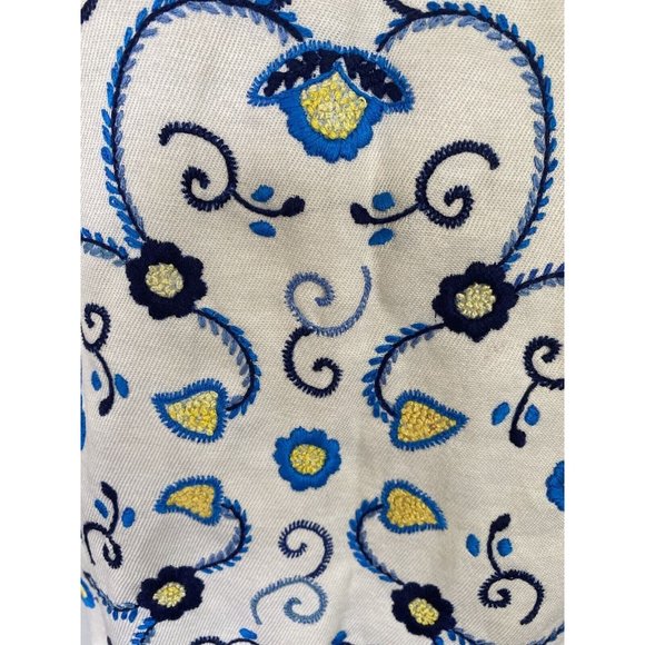 Vintage Homemade Jumper Dress Pinafore Apron 70's Embroidery Calico Farm Cottage - Picture 5 of 12